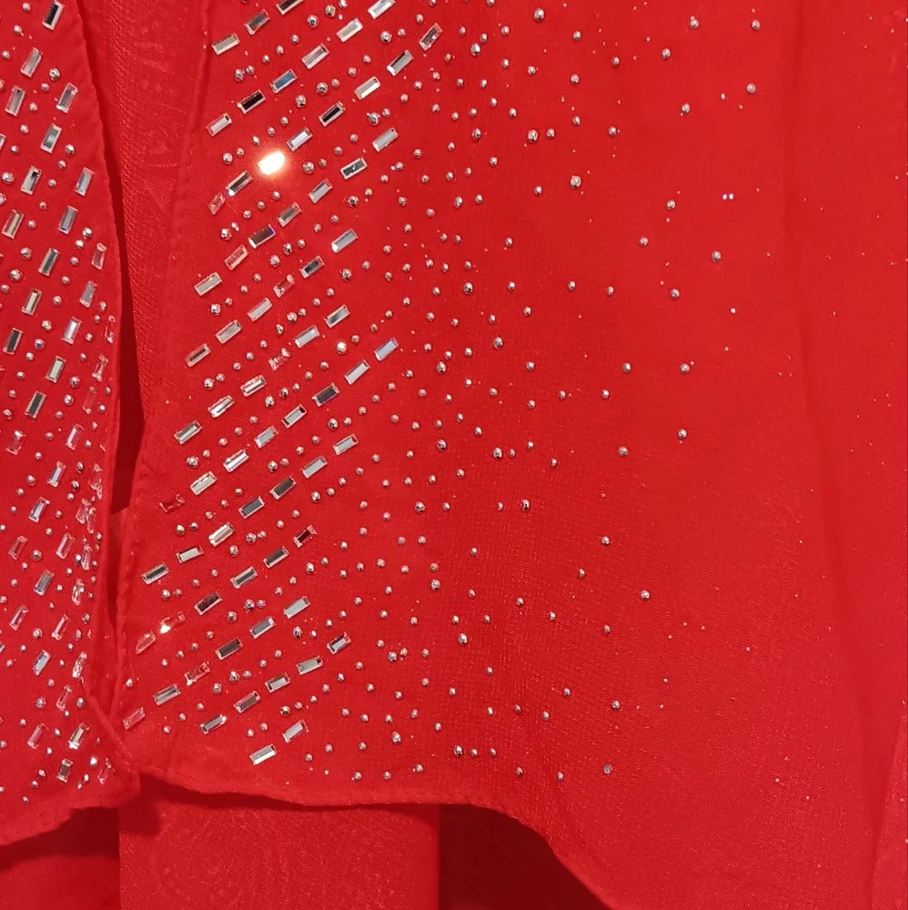 Jessica McClintock Red Kimono Women Open Front Oversized‎ Short Sleeve Valentine